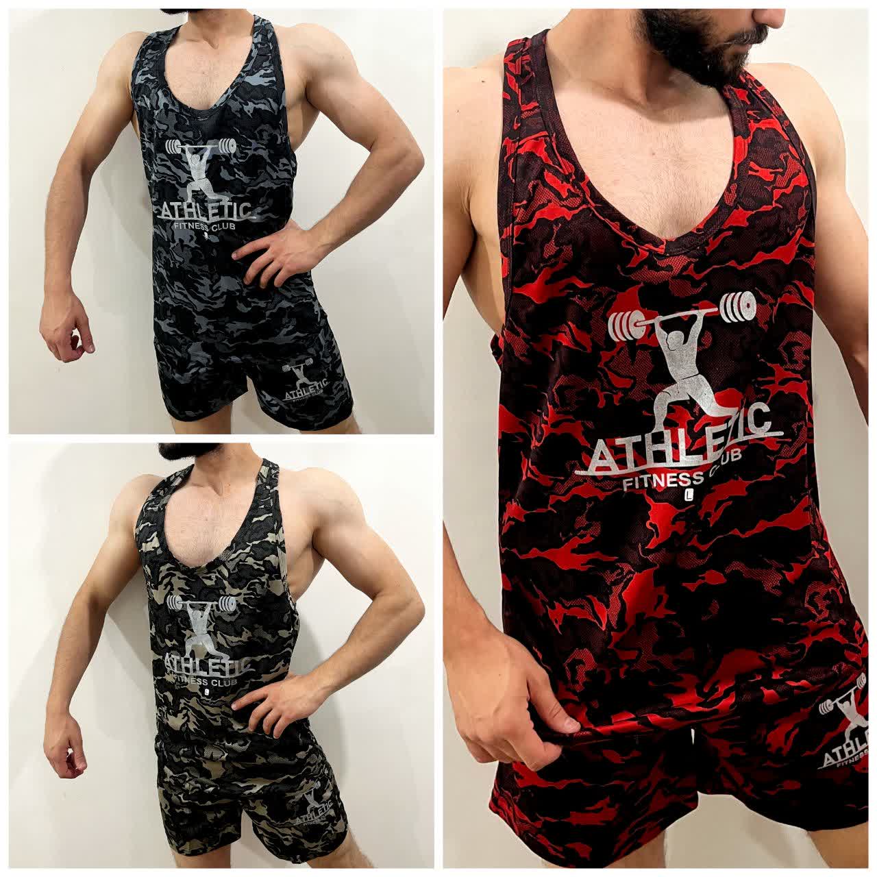 ست رکابی شلوارک چریکی برند athletic در 3 رنگ